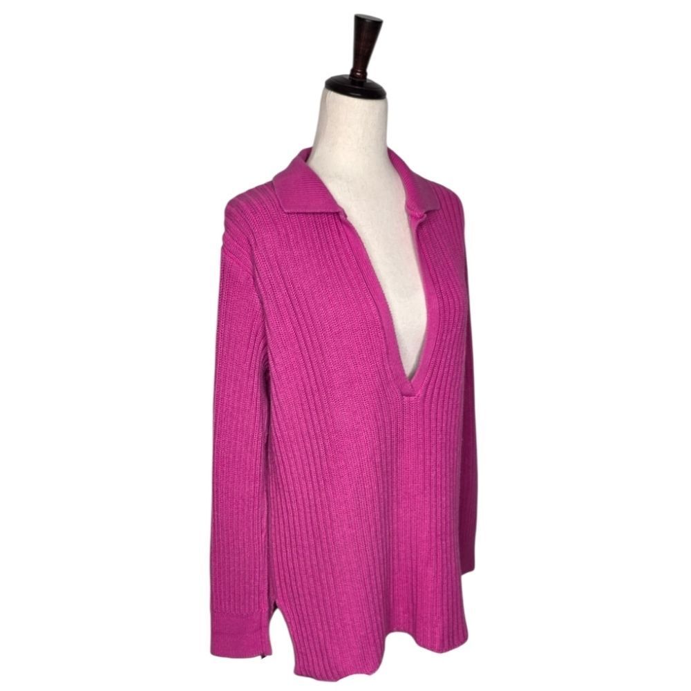 Monterey Bay Magenta Ribbed Johnny Collar Sweater Size M